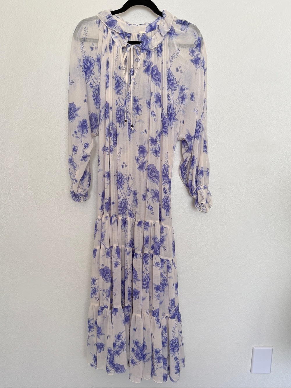 Free People Feeling Groovy Floral Maxi Dress Tiered Ruffle Prairie Boho - Picture 12 of 14
